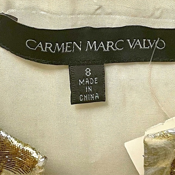 CARMEN Marc Valvo Short Jacket & Coats Cream and Gold, Size 8, NWT - Picture 2 of 10